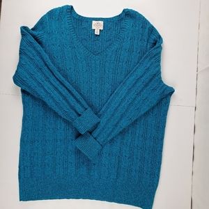 St. John's Bay v neck cable knit sweater 2X